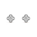 Van Cleef & Arpels CLOVER SILVER DIAMOND STUD EARRINGS